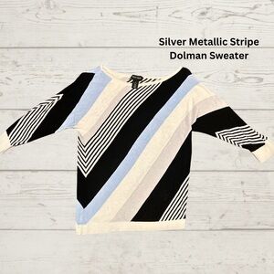 WHBM Metallic Stripes Dolman Sleeve Sweater